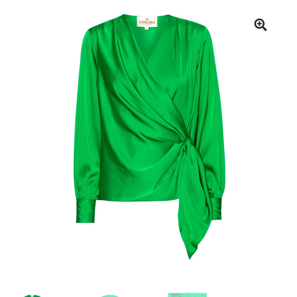 Karmamia green holiday Christmas blouse